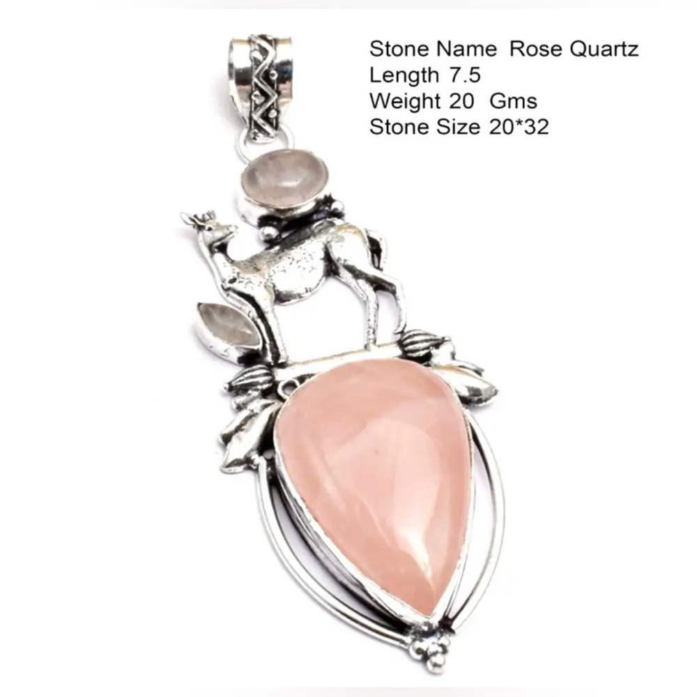 Rose Quartz 925 Silver Overlay Pendant